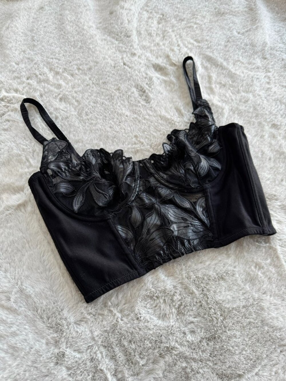 Fleur du Mal Vegan Leather LIly Bustier in Black - Size S, NWOT